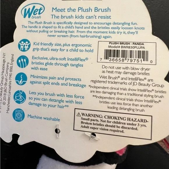 Wet Brush Kids Plush Panda Hair Brush New - Picture 9 of 11